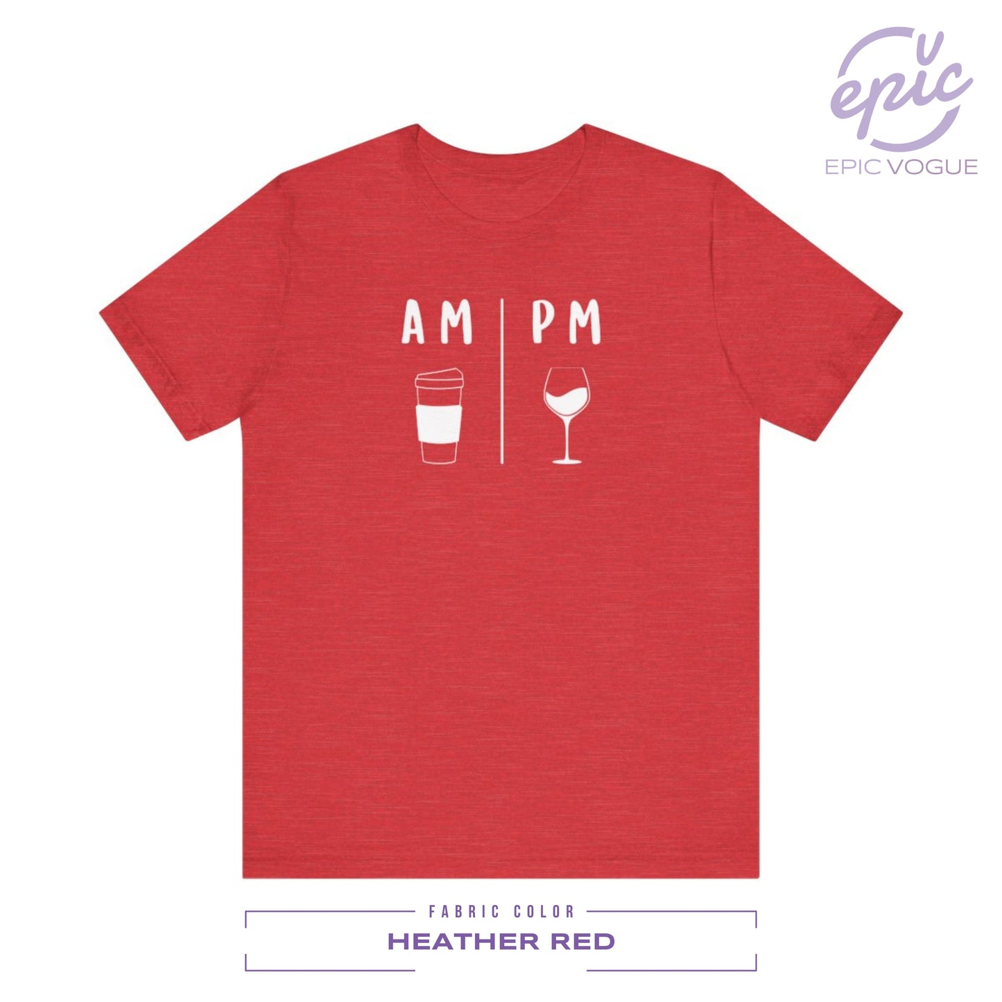 AM Coffee PM Wine, heather Red T-Shirt