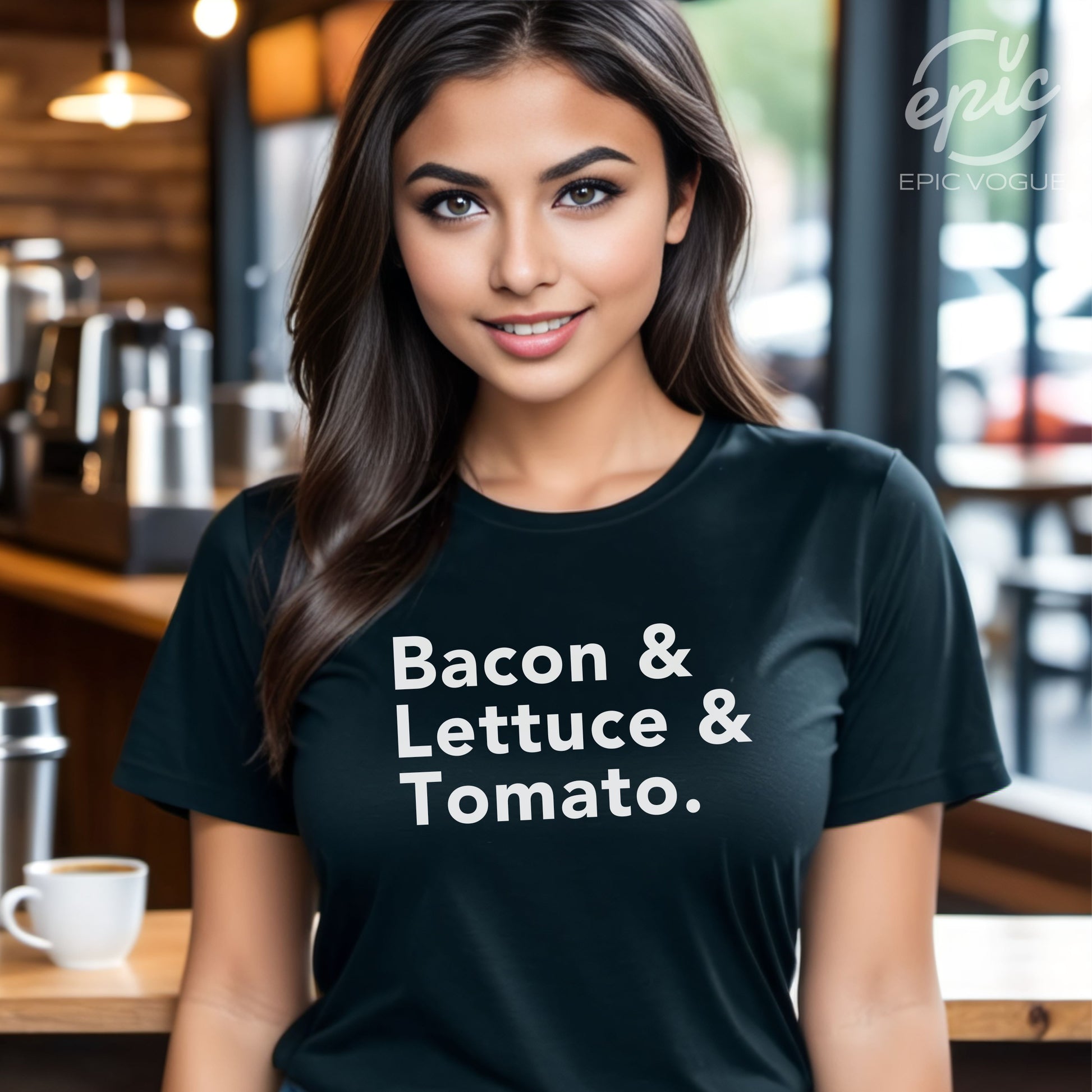 Bacon & Lettuce & Tomato, Black T-Shirt