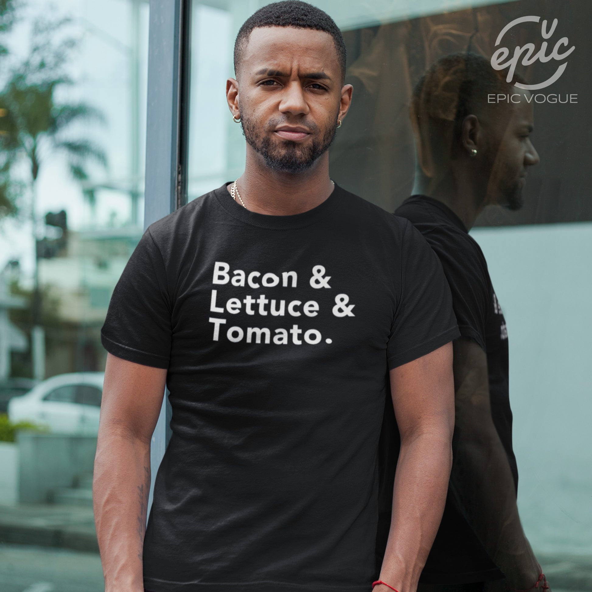 Bacon & Lettuce & Tomato, Black T-Shirt