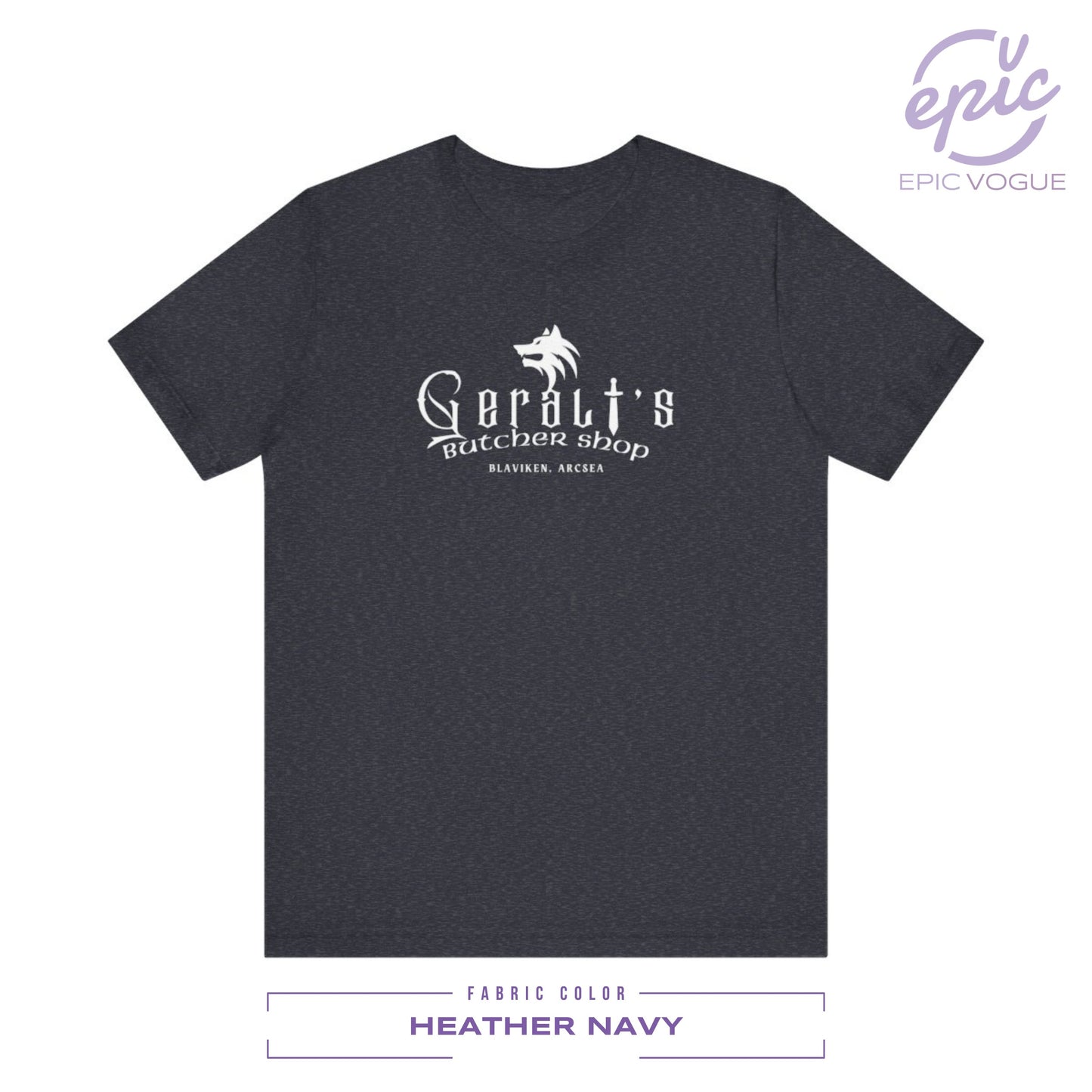 Geralt's Butcher Shop, Heather Navy T-Shirt