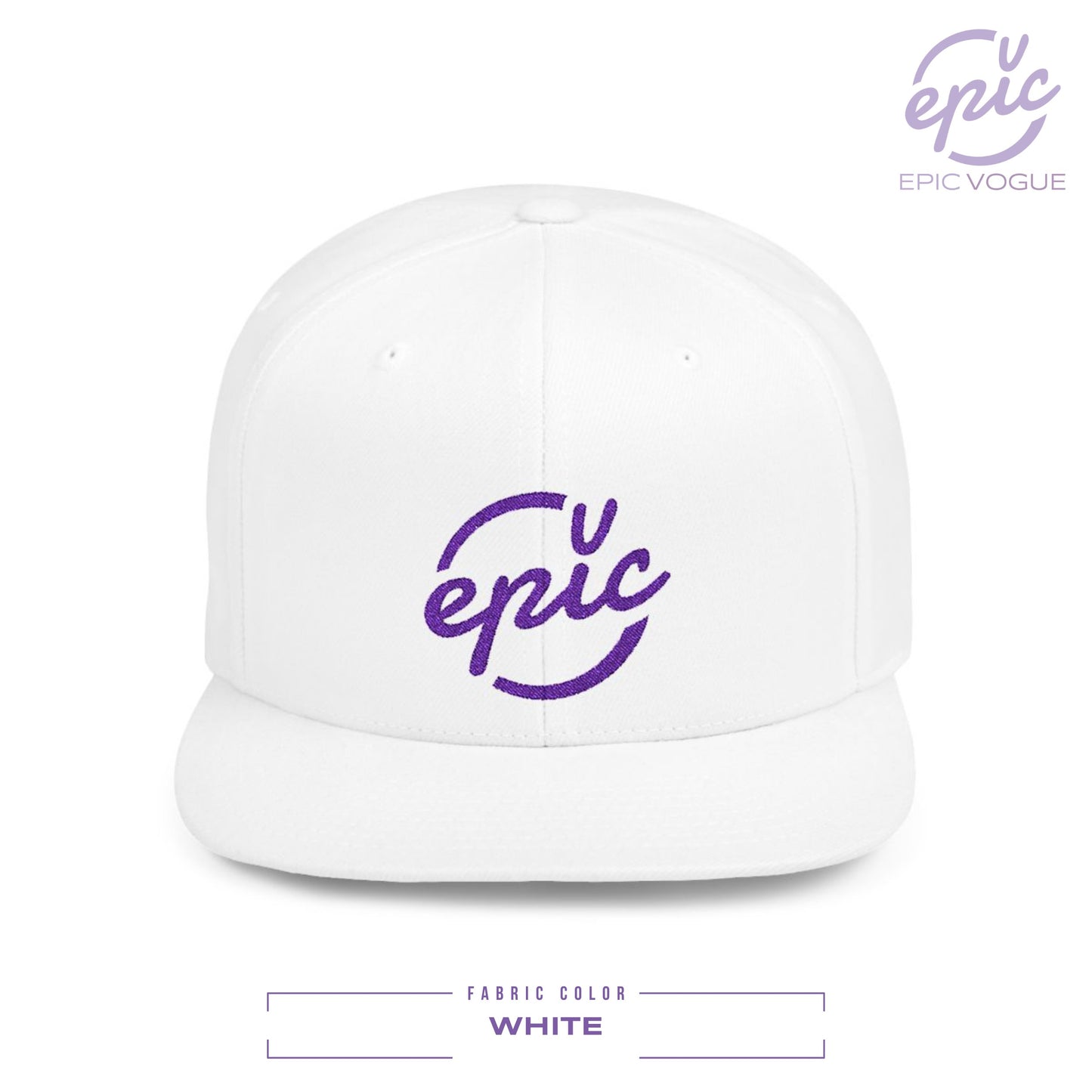 Epic Vogue Hat, Epic Logo, Epic Hat, Epic Vogue Logo Hat, Unisex Flat Bill Snapback Hat