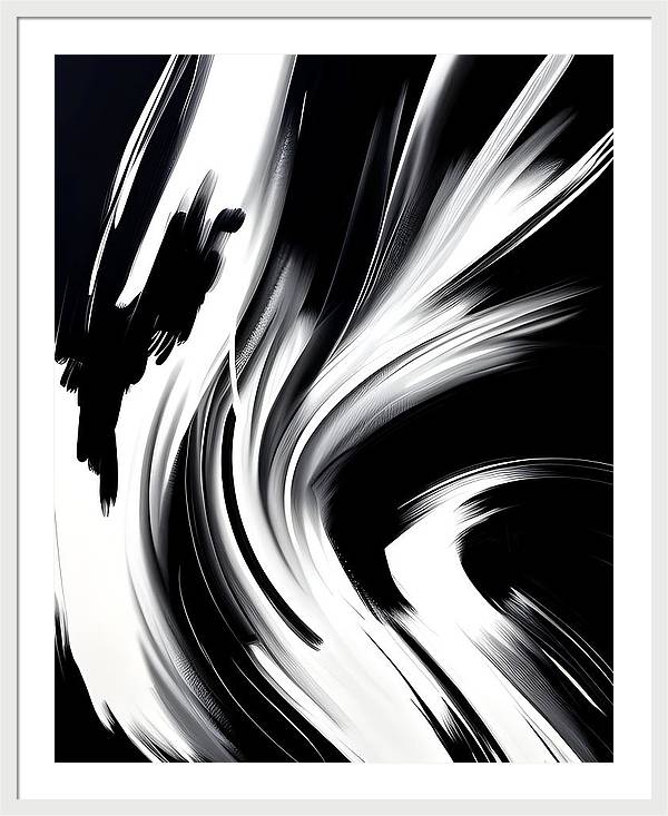 The White Flame, Framed Print, Oil on Canvas, Abstract Painting, Black and White Art, Wall Décor, Wall Art, Artwork, Art Piece, Abstract Art