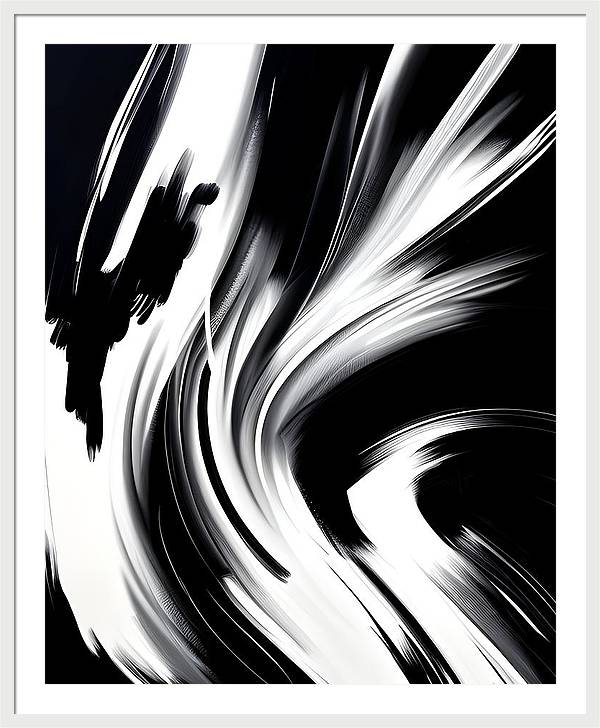 The White Flame, Framed Print, Oil on Canvas, Abstract Painting, Black and White Art, Wall Décor, Wall Art, Artwork, Art Piece, Abstract Art