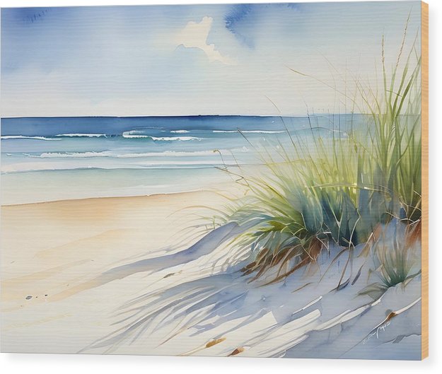 Beach Day, Wood Print, Watercolor, Impressionistic Landscape, Beach Artwork, Beach Landscape, Beach Art, Florida Art, Wall Décor, Wall Art