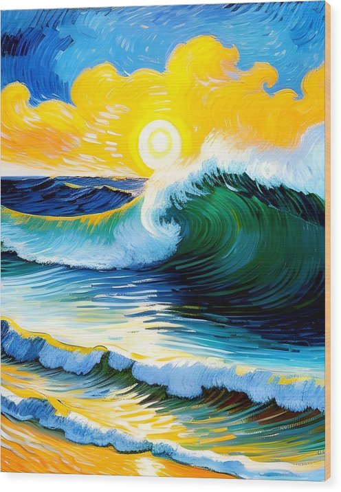 Good Morning, Wood Print, Oil On Canvas, Impressionistic Landscape, Sunrise in Hawaii, Hawaii Artwork, Hawaiian Waves, Hawaiian Landscape, Wall Art, Wall Décor