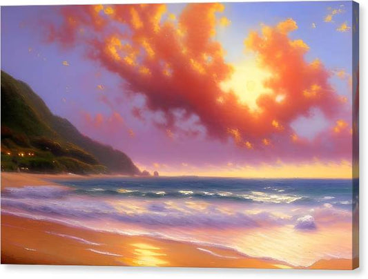 Half Moon Bay Beach, Canvas Print, Oil On Canvas, Impressionistic Landscape, Landscape Art, California Artwork, Beach Landscape, Wall Décor, Wall Art