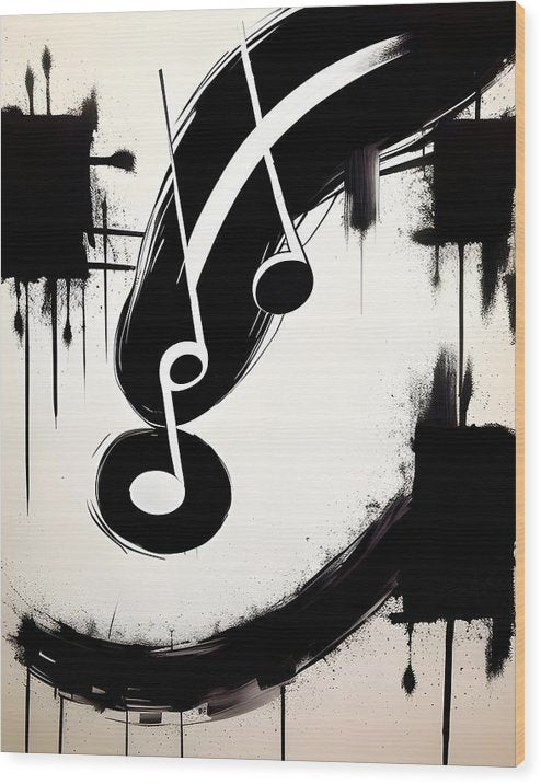 Harmony, Wood Print, Oil on Canvas, Abstract Painting, Black and White Art, Music Artwork, Wall Décor, Wall Art, Artwork, Abstract Art