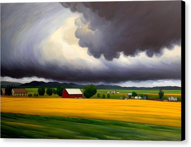 Storm Over Dutton, Canvas Print, Oil On Canvas, Impressionistic Landscape, Landscape Art, Montana Artwork, Montana Landscape, Wall Décor, Wall Art