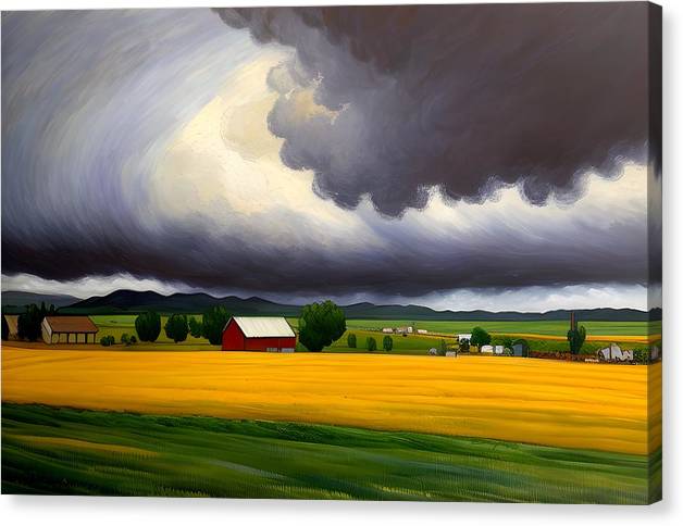 Storm Over Dutton, Canvas Print, Oil On Canvas, Impressionistic Landscape, Landscape Art, Montana Artwork, Montana Landscape, Wall Décor, Wall Art