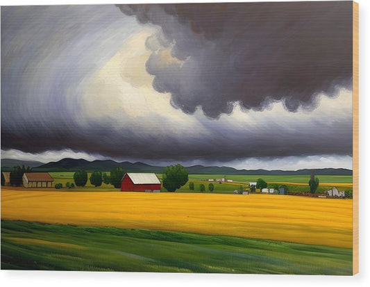 Storm Over Dutton, Wood Print, Oil On Canvas, Impressionistic Landscape, Landscape Art, Montana Artwork, Montana Landscape, Wall Décor, Wall Art