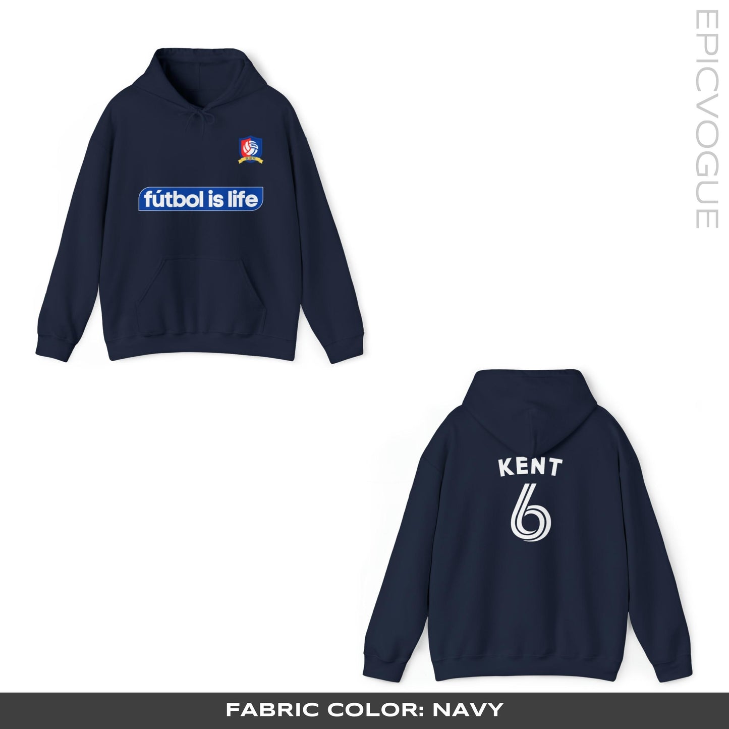 Navy Hoodie, Front and Back