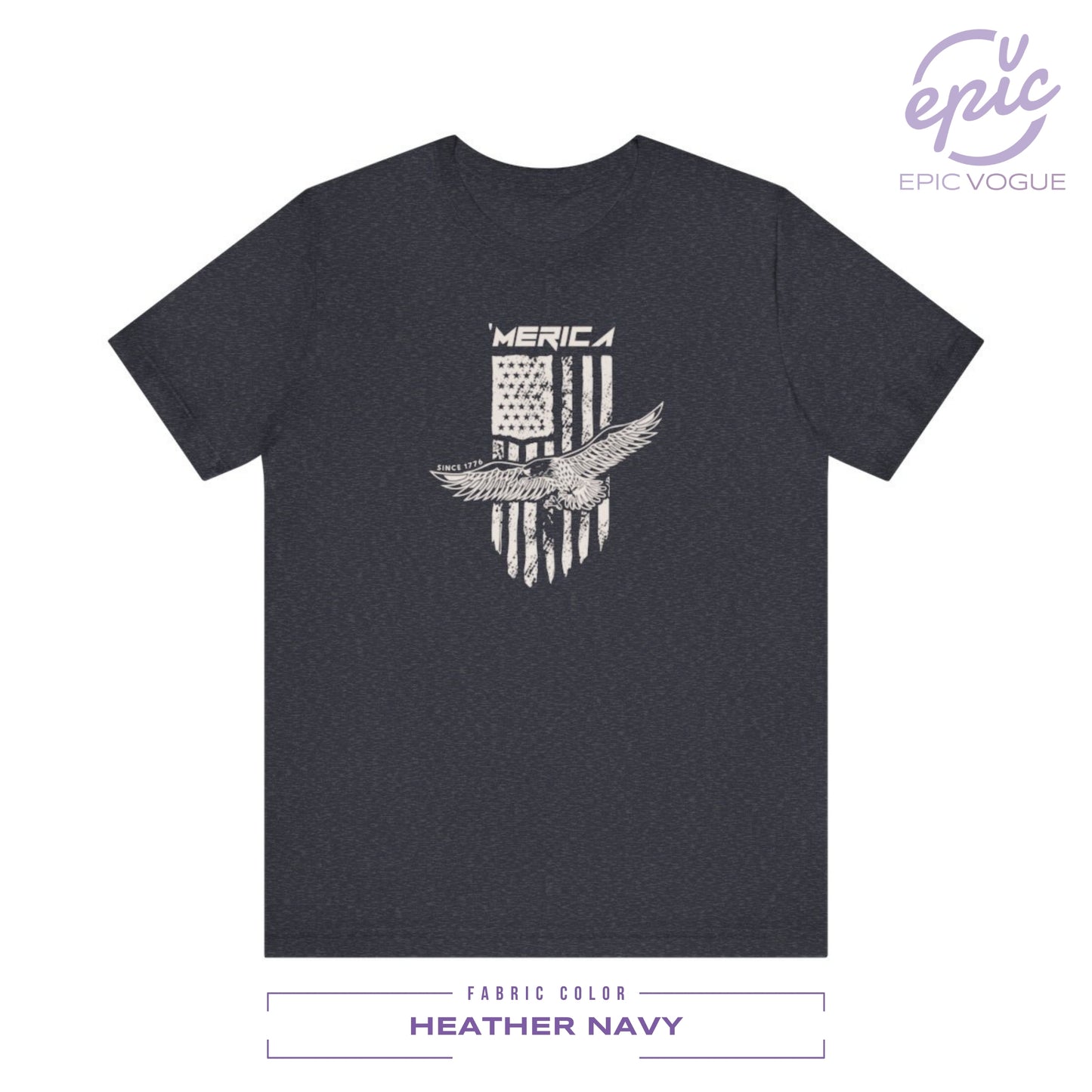 Merica Since 1776, Heather Navy T-Shirt