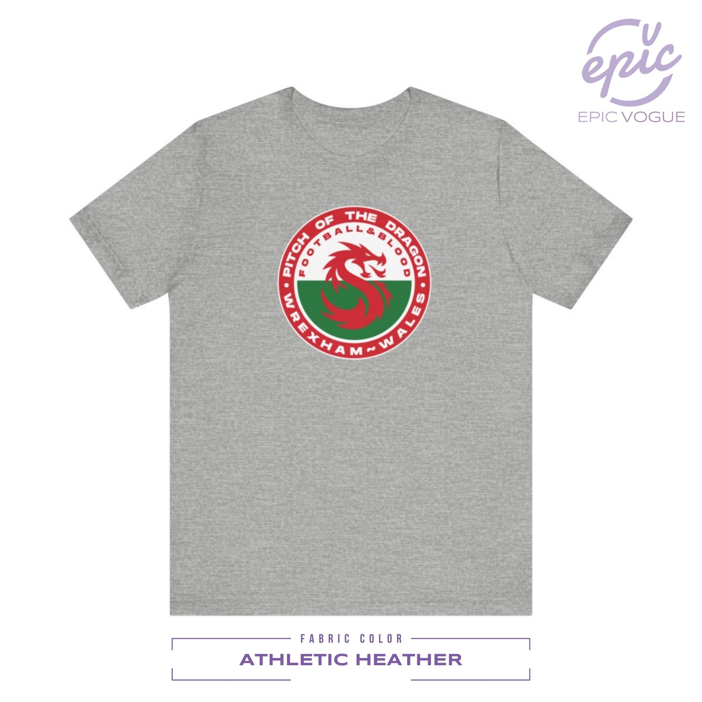 Pitch of the Dragon, Football and Blood, Wrexham Wales, Athletic Heather T-Shirt