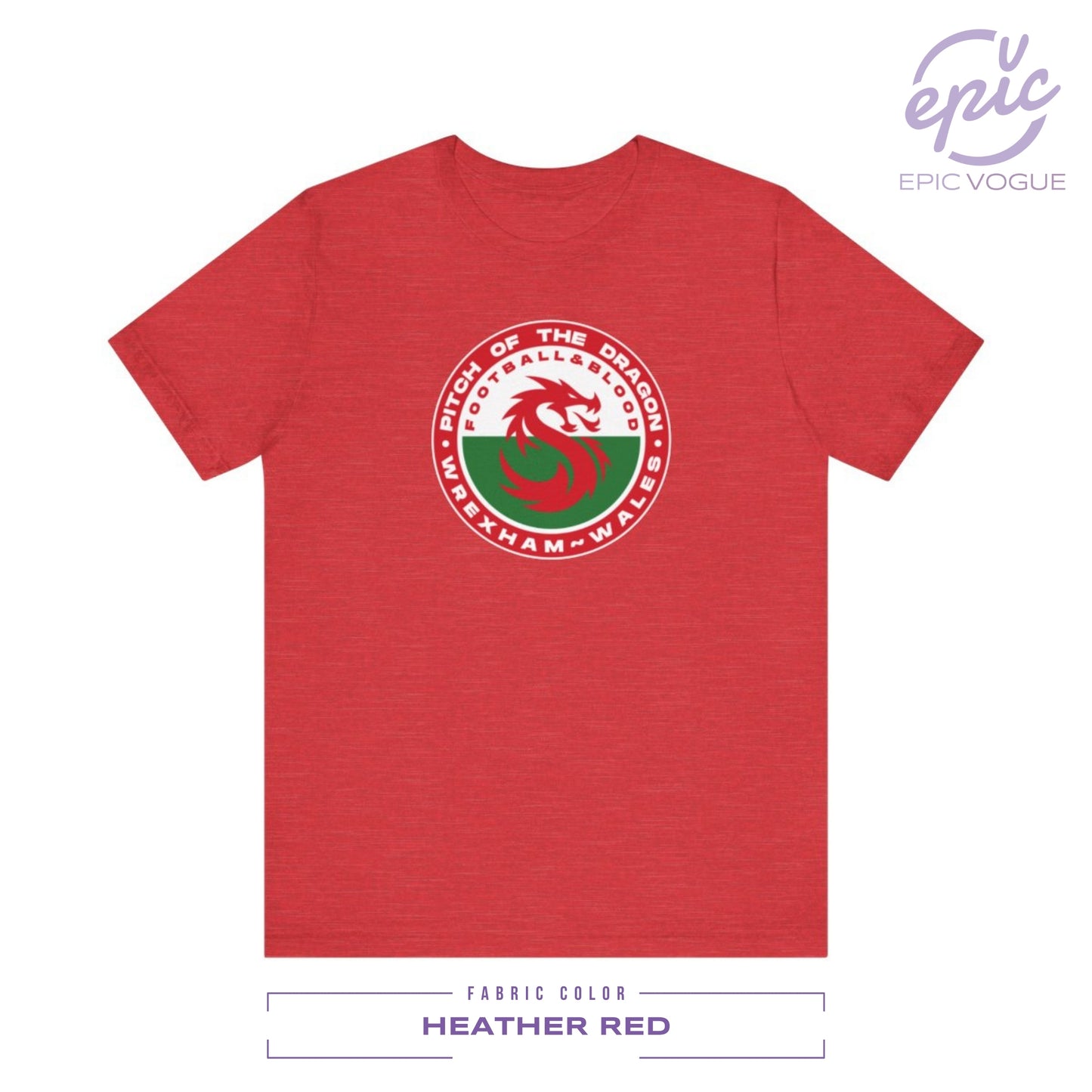 Pitch of the Dragon, Football and Blood, Wrexham Wales, Heather Red T-Shirt