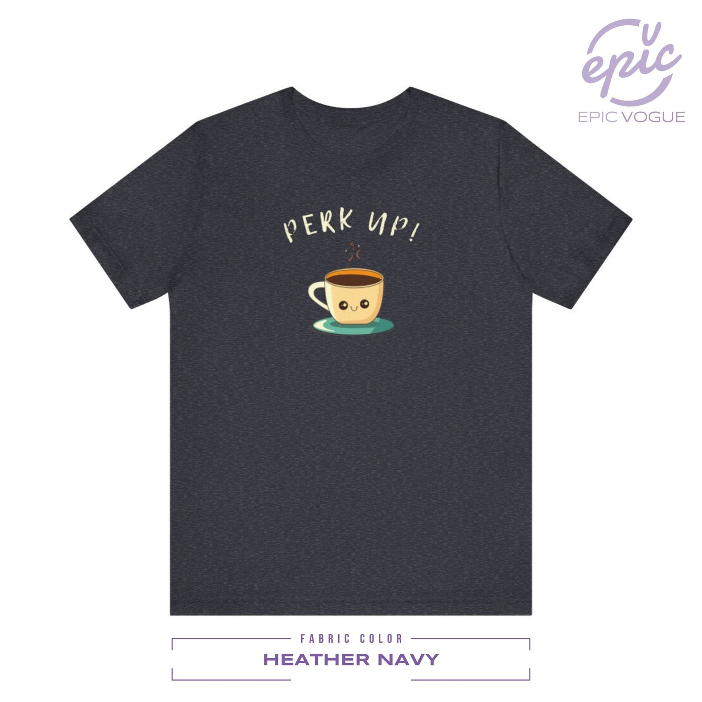 Perk Up, Heather Navy T-Shirt