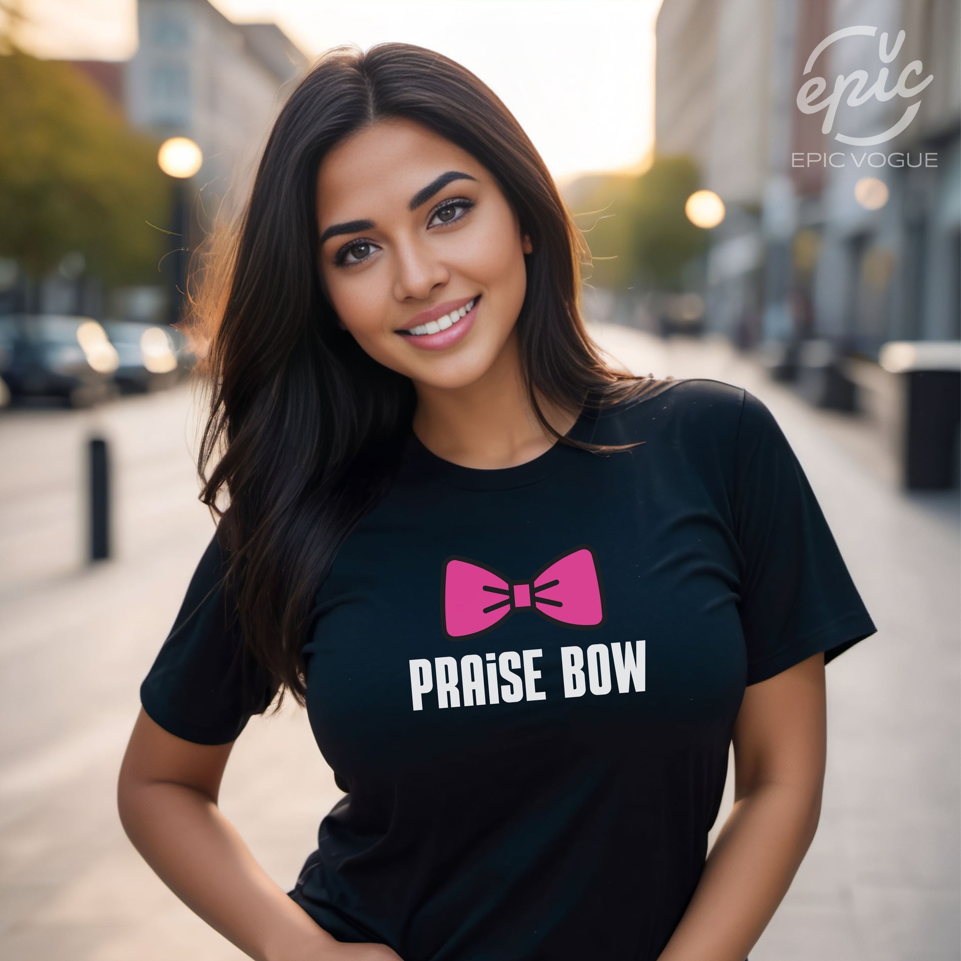 Praise Bow, Black T-Shirt