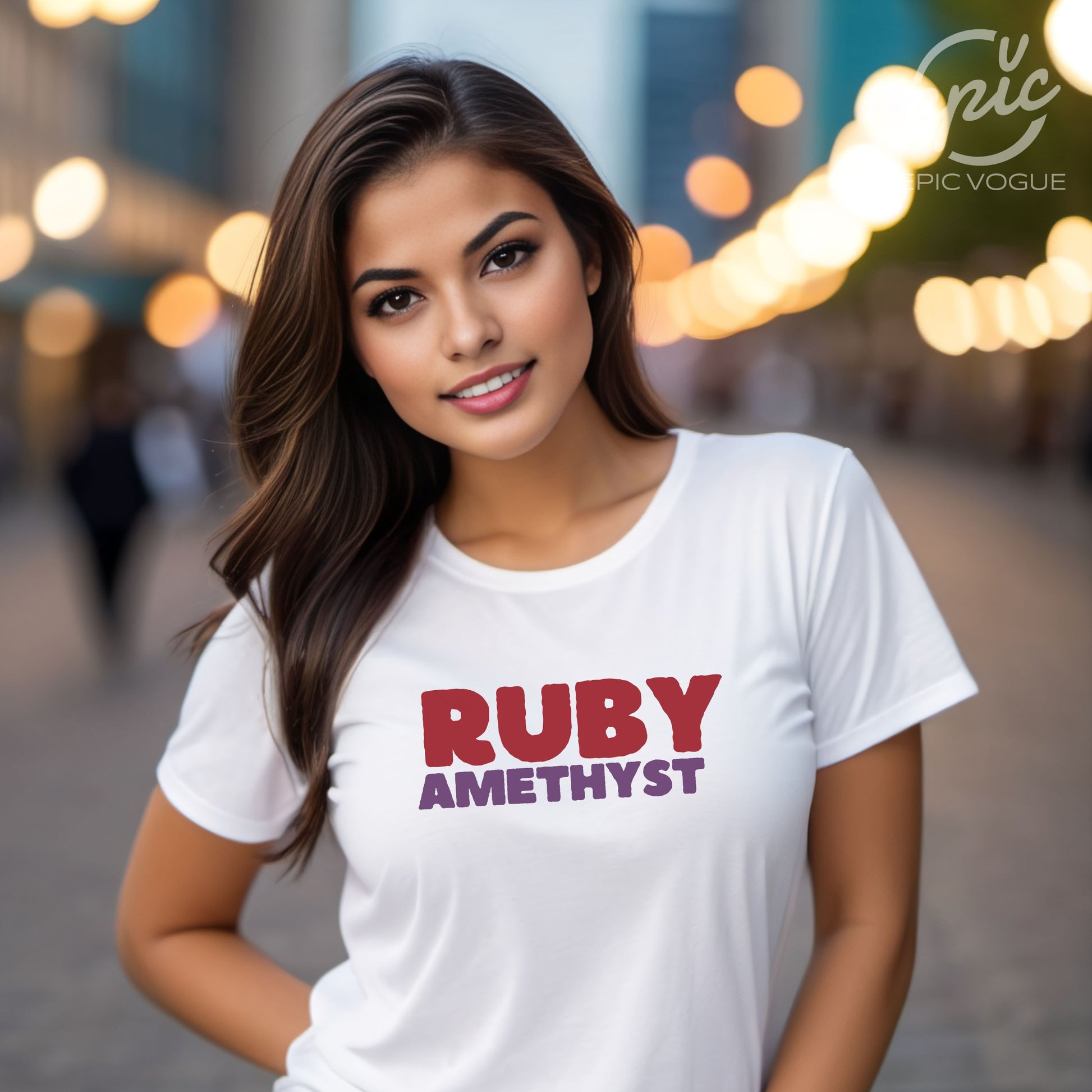 Ruby Amethyst, White T-Shirt