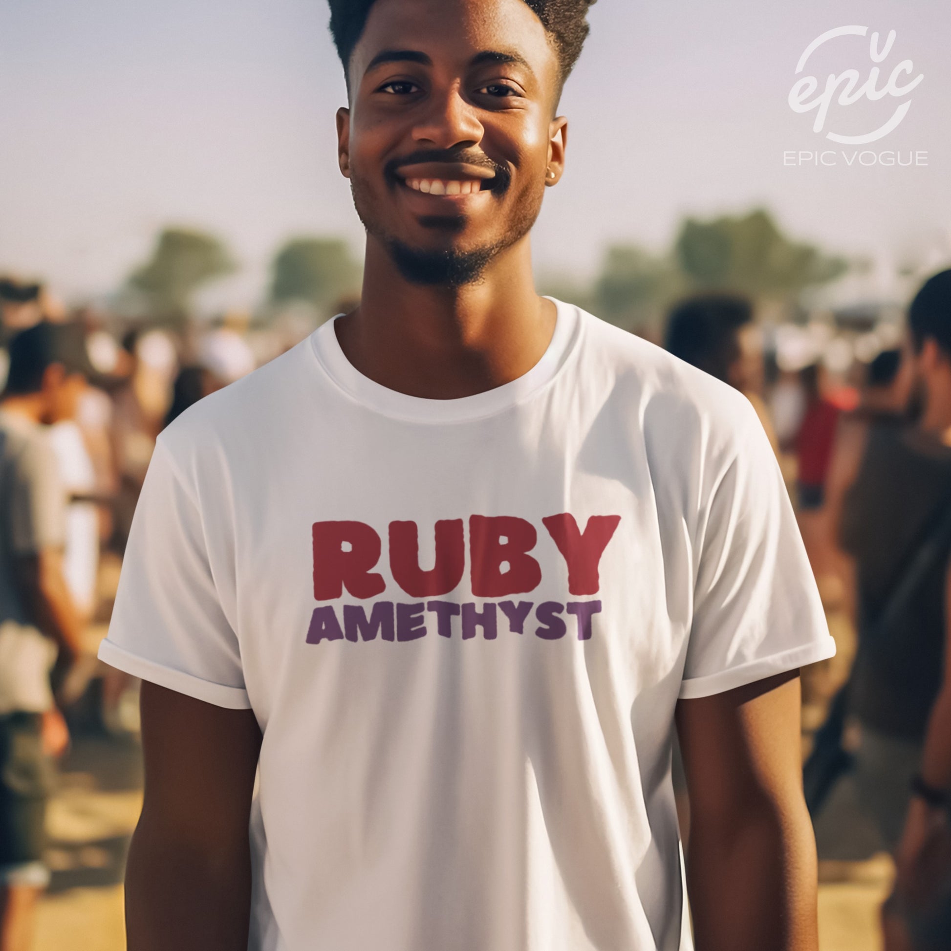 Ruby Amethyst, White T-Shirt