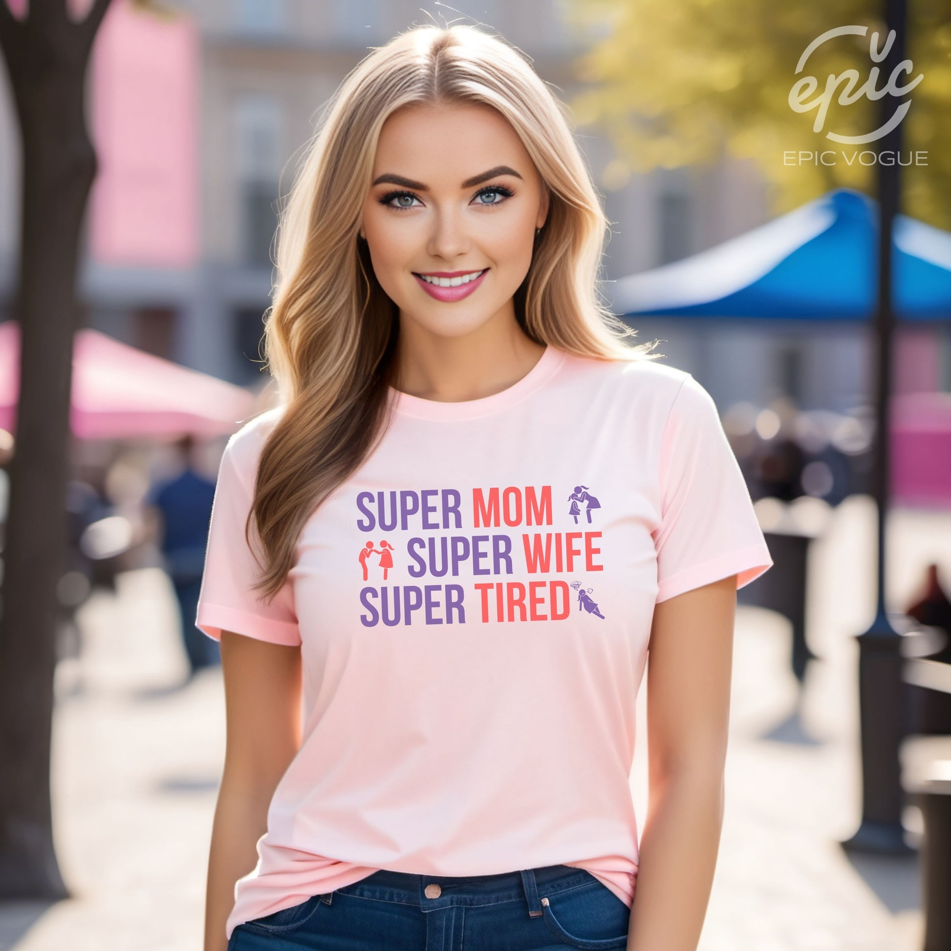 Super Mom Super Wife Super Tired, Soft Pink T-Shirt