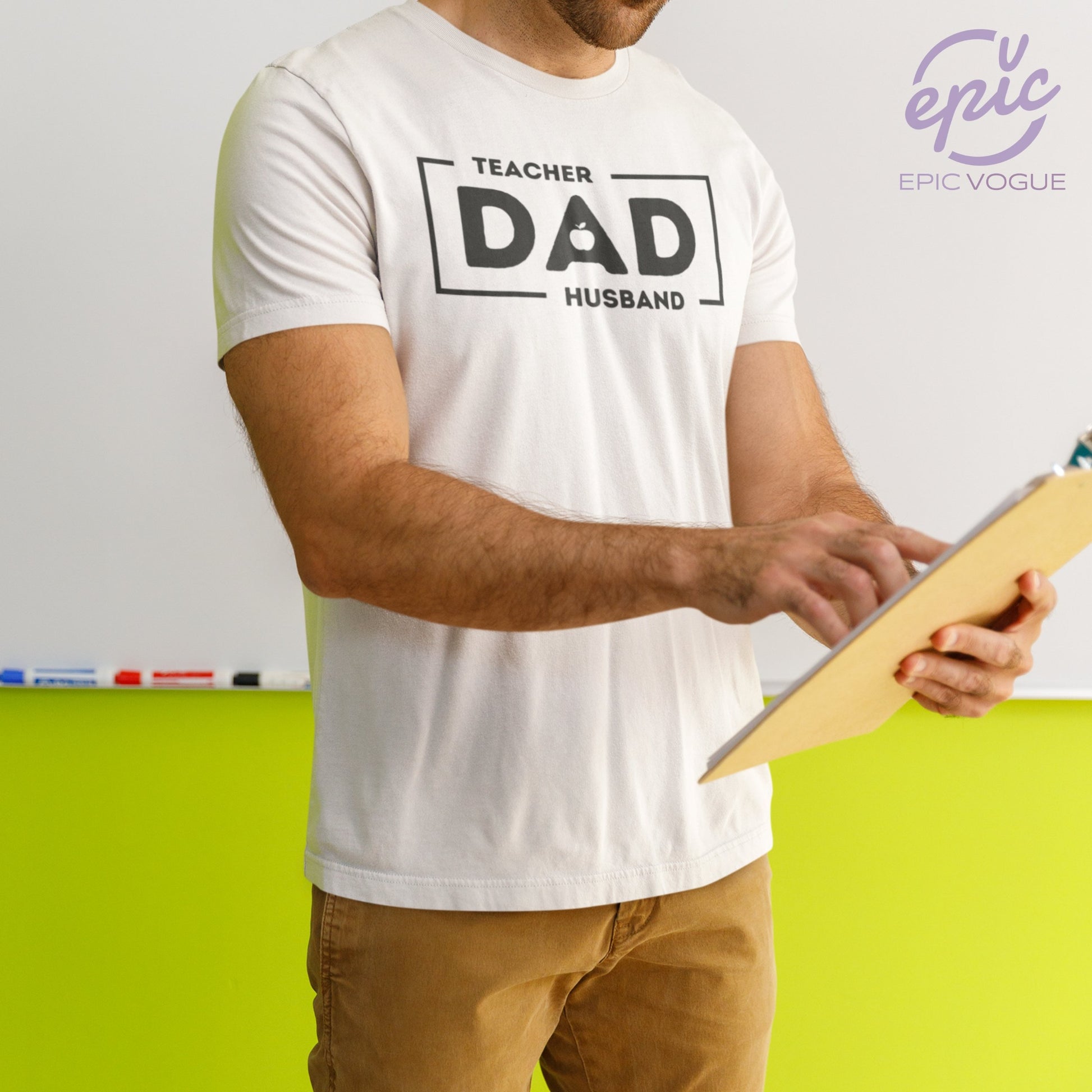 Teacher Husband Dad, White T-Shirt