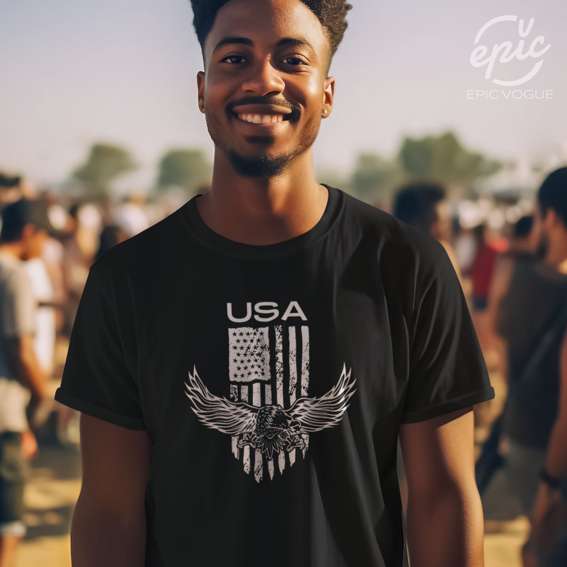 USA, Black T-Shirt