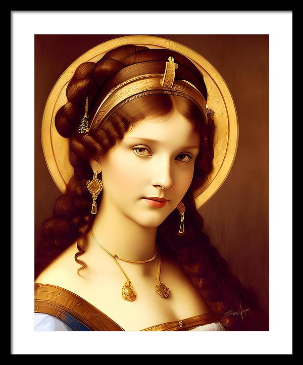 The Light, Renaissance Portrait, Oil on Canvas Portrait, Portrait of Italian Woman, Framed Print, Wall Décor, Wall Art, Artwork, Art Piece