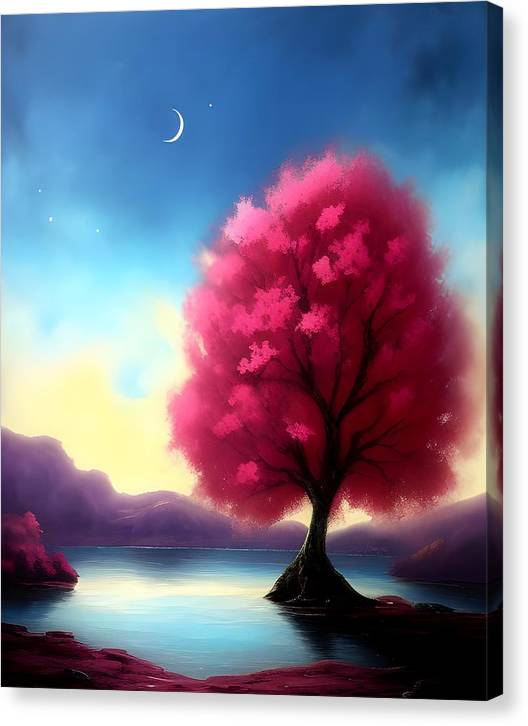 Tree By The Lake, Canvas Print, Oil On Canvas, Impressionistic Landscape, Landscape Art, Lake Artwork, Lake Art, Serene Art, Wall Décor, Wall Art