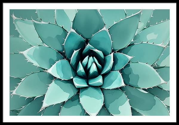 Agave, Framed Print, Watercolor, Wall Décor, Wall Art, Artwork, Art Piece, Patterns, Agave Patterns, Teal Patterns, Turquoise Patterns, Agave Artwork