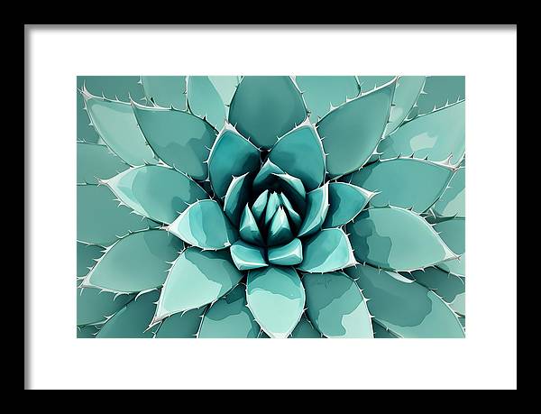 Agave, Framed Print, Watercolor, Wall Décor, Wall Art, Artwork, Art Piece, Patterns, Agave Patterns, Teal Patterns, Turquoise Patterns, Agave Artwork