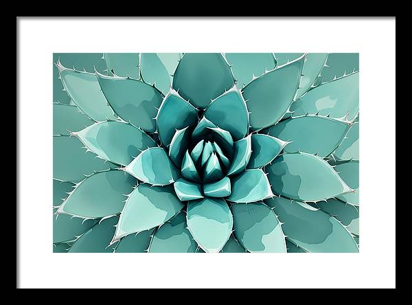 Agave, Framed Print, Watercolor, Wall Décor, Wall Art, Artwork, Art Piece, Patterns, Agave Patterns, Teal Patterns, Turquoise Patterns, Agave Artwork