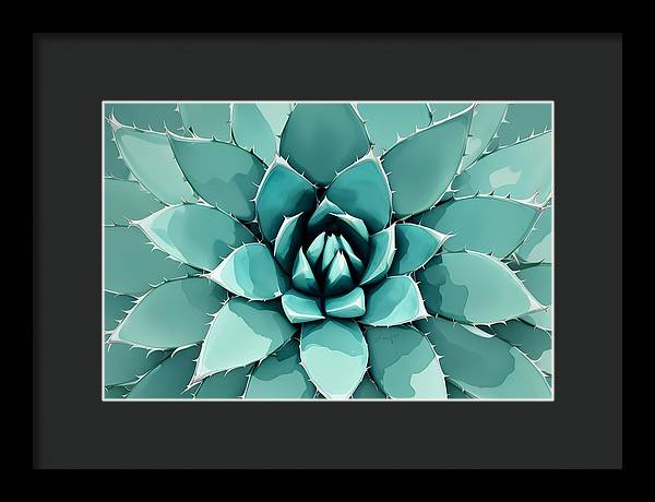 Agave, Framed Print, Watercolor, Wall Décor, Wall Art, Artwork, Art Piece, Patterns, Agave Patterns, Teal Patterns, Turquoise Patterns, Agave Artwork