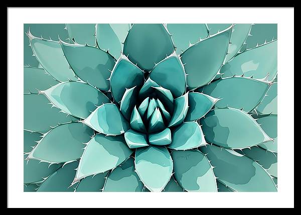 Agave, Framed Print, Watercolor, Wall Décor, Wall Art, Artwork, Art Piece, Patterns, Agave Patterns, Teal Patterns, Turquoise Patterns, Agave Artwork