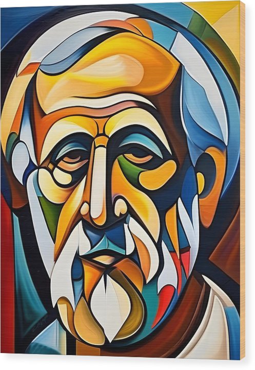 Aristotle, Wood Print, Abstract Portrait, Oil On Canvas, Aristotle Portrait, Portrait of Aristotle, Greek Philosopher Art, Wall Décor, Wall Art