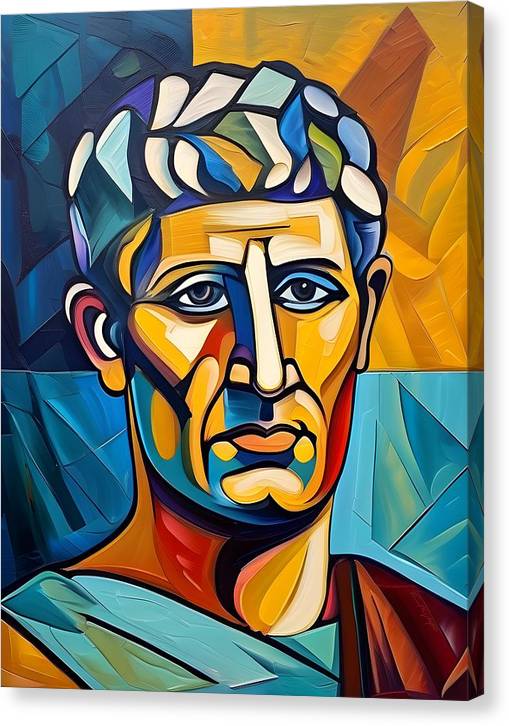 Augustus, Canvas Print, Abstract Portrait, Oil On Canvas, Caesar Augustus Portrait, Portrait of Caesar Augustus, Wall Décor, Wall Art