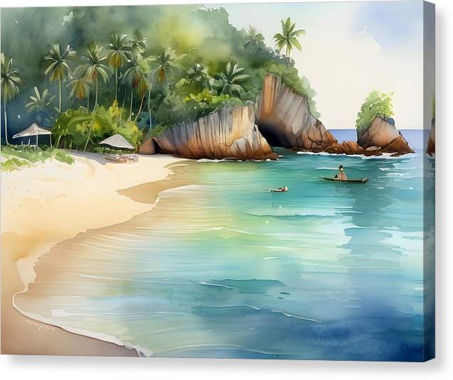 Banana Beach, Canvas Print, Watercolor, Impressionistic Landscape, Beach Artwork, Beach Landscape, Thailand Art, Wall Décor, Wall Art