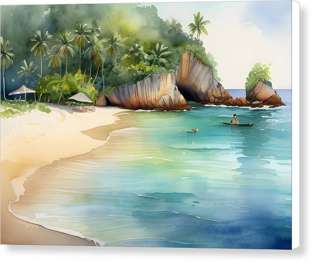 Banana Beach, Canvas Print, Watercolor, Impressionistic Landscape, Beach Artwork, Beach Landscape, Thailand Art, Wall Décor, Wall Art