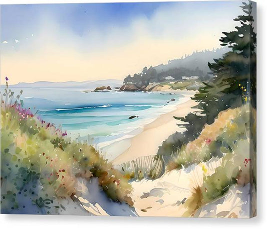 Carmel Beach, Canvas Print, Watercolor, Impressionistic Landscape, Beach Artwork, Beach Landscape, California Art, Wall Décor, Wall Art