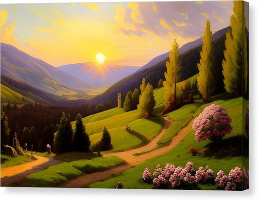 Carpathian Sunrise, Canvas Print, Oil on Canvas, Landscape Painting, Impressionistic Landscape, Ukraine Landscape, Carpathian Mountains, Wall Art