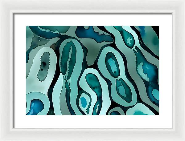 Coral, Framed Print, Watercolor, Wall Décor, Wall Art, Artwork, Art Piece, Patterns, Coral Patterns, Teal Patterns, Turquoise Patterns, Coral Artwork