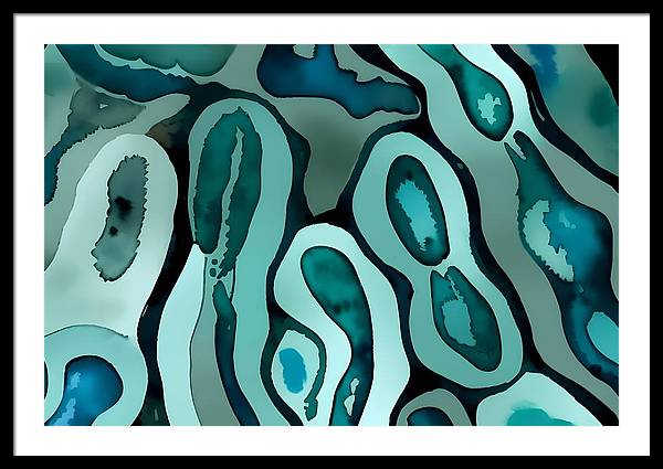 Coral, Framed Print, Watercolor, Wall Décor, Wall Art, Artwork, Art Piece, Patterns, Coral Patterns, Teal Patterns, Turquoise Patterns, Coral Artwork