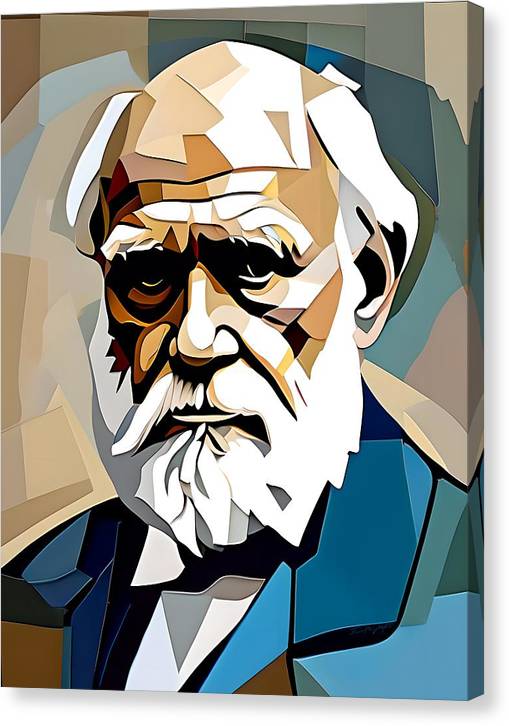 Darwin, Canvas Print, Abstract Portrait, Oil On Canvas, Charles Darwin Portrait, Portrait of Charles Darwin, Wall Décor, Wall Art