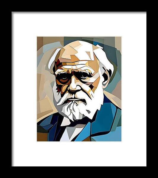 Darwin, Framed Print, Abstract Portrait, Oil On Canvas, Charles Darwin Portrait, Portrait of Charles Darwin, Wall Décor, Wall Art