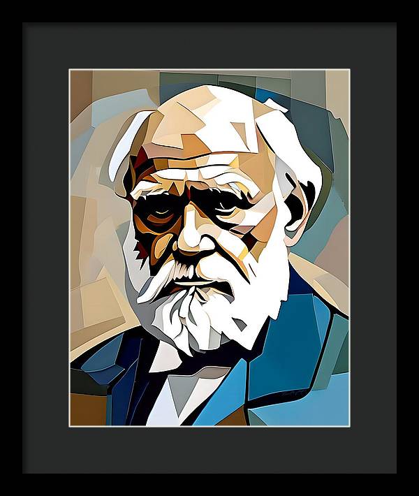 Darwin, Framed Print, Abstract Portrait, Oil On Canvas, Charles Darwin Portrait, Portrait of Charles Darwin, Wall Décor, Wall Art