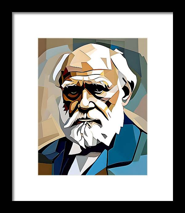 Darwin, Framed Print, Abstract Portrait, Oil On Canvas, Charles Darwin Portrait, Portrait of Charles Darwin, Wall Décor, Wall Art