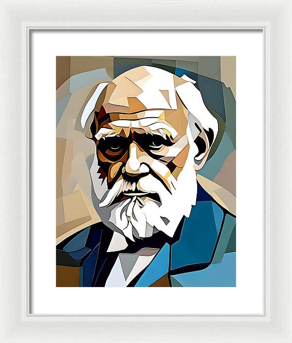 Darwin, Framed Print, Abstract Portrait, Oil On Canvas, Charles Darwin Portrait, Portrait of Charles Darwin, Wall Décor, Wall Art