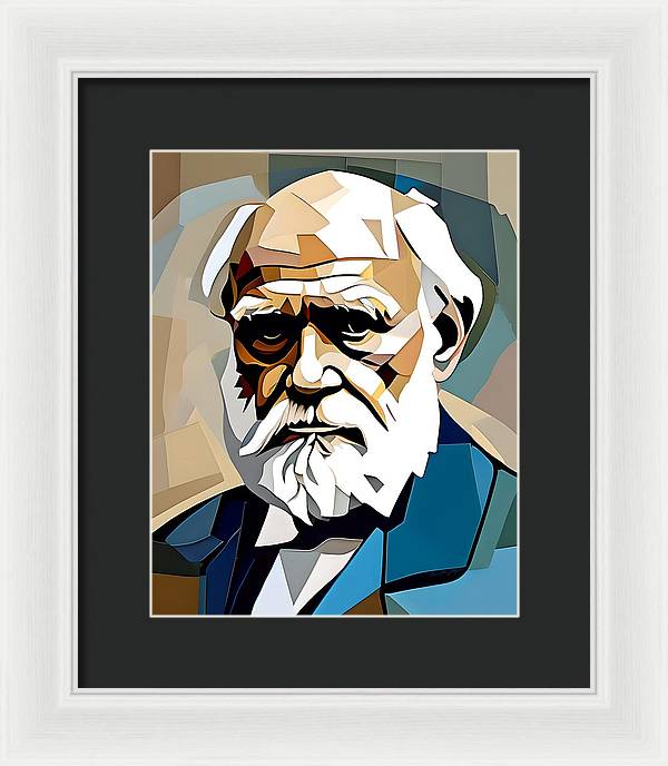 Darwin, Framed Print, Abstract Portrait, Oil On Canvas, Charles Darwin Portrait, Portrait of Charles Darwin, Wall Décor, Wall Art