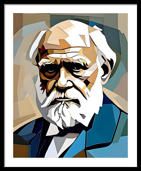 Darwin, Framed Print, Abstract Portrait, Oil On Canvas, Charles Darwin Portrait, Portrait of Charles Darwin, Wall Décor, Wall Art