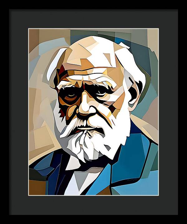 Darwin, Framed Print, Abstract Portrait, Oil On Canvas, Charles Darwin Portrait, Portrait of Charles Darwin, Wall Décor, Wall Art