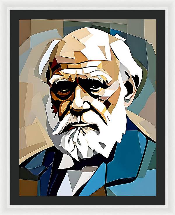 Darwin, Framed Print, Abstract Portrait, Oil On Canvas, Charles Darwin Portrait, Portrait of Charles Darwin, Wall Décor, Wall Art