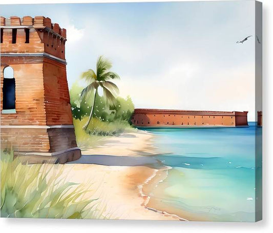 Dry Tortugas National Park, Canvas Print, Watercolor, Impressionistic Landscape, Beach Artwork, Beach Landscape, Florida Art, Wall Décor, Wall Art